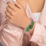 925 Silver Tsavorite, Ruby And Diamond Parrot Shape Bracelet