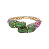 925 Silver Tsavorite, Ruby And Diamond Parrot Shape Bracelet