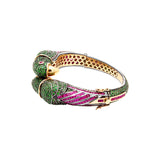 925 Silver Tsavorite, Ruby And Diamond Parrot Shape Bracelet