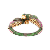 925 Silver Tsavorite, Ruby And Diamond Parrot Shape Bracelet