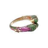 925 Silver Tsavorite, Ruby And Diamond Parrot Shape Bracelet
