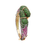 925 Silver Tsavorite, Ruby And Diamond Parrot Shape Bracelet