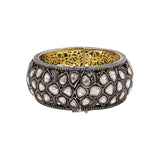 Natural Polki Diamond Gold Plated 925 Silver Bangle Bracelet