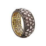Natural Polki Diamond Gold Plated 925 Silver Bangle Bracelet