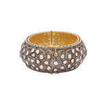 925 Silver Gold Plated Natural Polki Diamond Bangle Bracelet