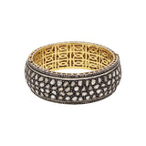 Polki Diamond Oxidized 925 Silver Bangle Bracelet