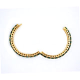 Silver Emerald Gemstone And Diamond Gold Plated Bangle Pair