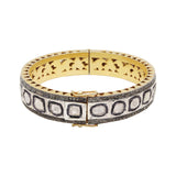 925 Sterling Silver Polki Diamond Bangle Pair