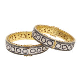 925 Sterling Silver Polki Diamond Bangle Pair