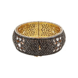Polki Diamond 925 Silver Gold Plated Bangle Bracelet