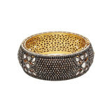 Polki Diamond 925 Silver Gold Plated Bangle Bracelet