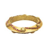 Ruby And Polki Diamond Gemstone 925 Silver Bangle