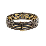 Natural Blue Sapphire And Diamond 925 Silver Bracelet