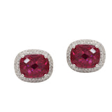 White Gold Pink Tourmaline & Diamond Earring