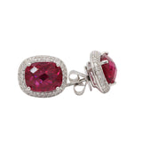 White Gold Pink Tourmaline & Diamond Earring