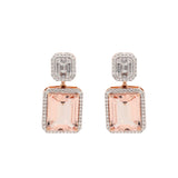 18K Rose Gold Morgnite And Diamond Earring