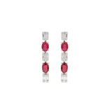 Natural Ruby And Diamond White Gold Earring