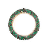 Natural Emerald And Diamond 925 Silver Bangle Bracelet