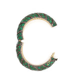 Natural Emerald And Diamond 925 Silver Bangle Bracelet