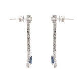 18K White Gold Blue Sapphire & Diamond Earring