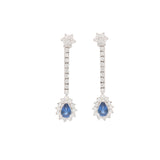 18K White Gold Blue Sapphire & Diamond Earring