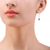 18K White Gold Blue Sapphire & Diamond Earring
