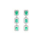 Natural Emerald And Diamond White Gold Earring