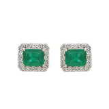 18K White Gold Diamond & Emerald Earring