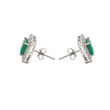 18K White Gold Diamond & Emerald Earring