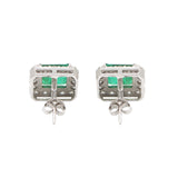 18K White Gold Diamond & Emerald Earring