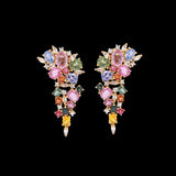 Partywear 18K Yellow Gold Natural Multi Sapphire Gemstone Drop Earring