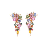 Partywear 18K Yellow Gold Natural Multi Sapphire Gemstone Drop Earring