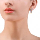 Partywear 18K Yellow Gold Natural Multi Sapphire Gemstone Drop Earring