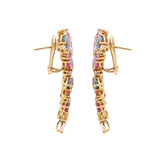 Partywear 18K Yellow Gold Natural Multi Sapphire Gemstone Drop Earring