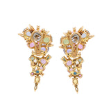Partywear 18K Yellow Gold Natural Multi Sapphire Gemstone Drop Earring