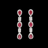 18K White Gold Natural Ruby Gemstone With Diamond Drop Earring