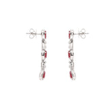 18K White Gold Natural Ruby Gemstone With Diamond Drop Earring