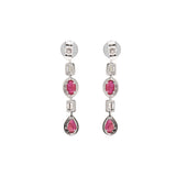 18K White Gold Natural Ruby Gemstone With Diamond Drop Earring