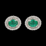Precious 18k Gold Natural Emerald Gemstone And Diamond Gold Earring Stud