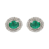 Precious 18k Gold Natural Emerald Gemstone And Diamond Gold Earring Stud