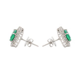 Precious 18k Gold Natural Emerald Gemstone And Diamond Gold Earring Stud