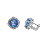 Natural London Blue Topaz Round Gemstone Ring, Earring Pendant Set
