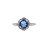 Natural London Blue Topaz Round Gemstone Ring, Earring Pendant Set