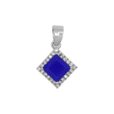 Sqaure Shaped Blue Stone Ring Earring Pendant Set For Womens