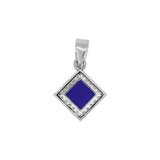 Sqaure Shaped Blue Stone Ring Earring Pendant Set For Womens