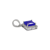 Sqaure Shaped Blue Stone Ring Earring Pendant Set For Womens