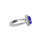Sqaure Shaped Blue Stone Ring Earring Pendant Set For Womens
