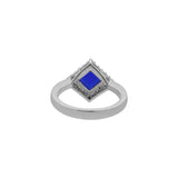 Sqaure Shaped Blue Stone Ring Earring Pendant Set For Womens