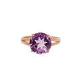 Round Shape Amethyst Rose Gold Plated Ring