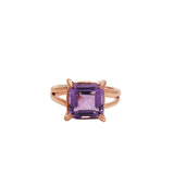 925 Silver Square Shape Amethyst Gemstone Ring